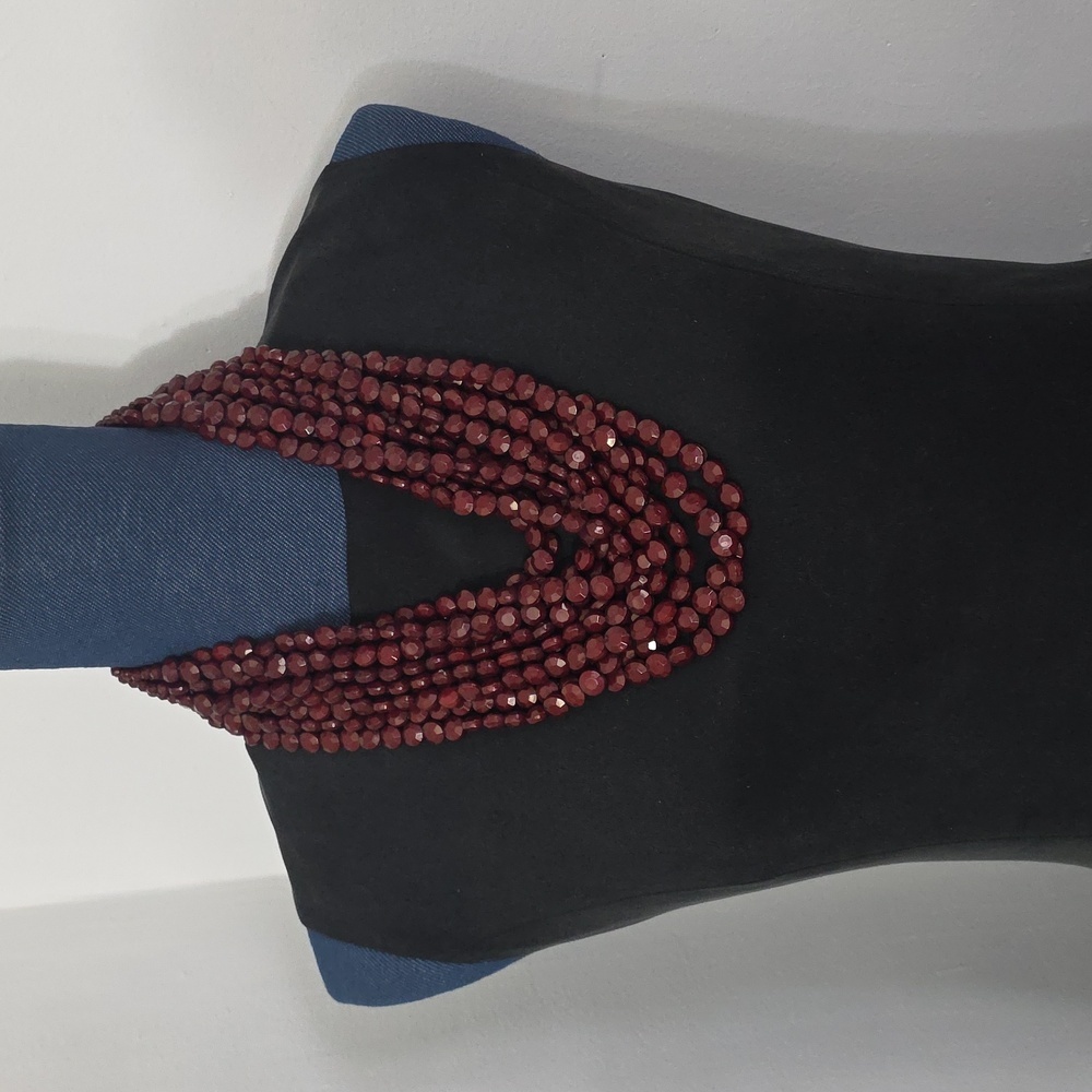 Burgundy Multi Strand Faceted Acrylic Bead Necklace and Earrings Set - Picture 8 of 15